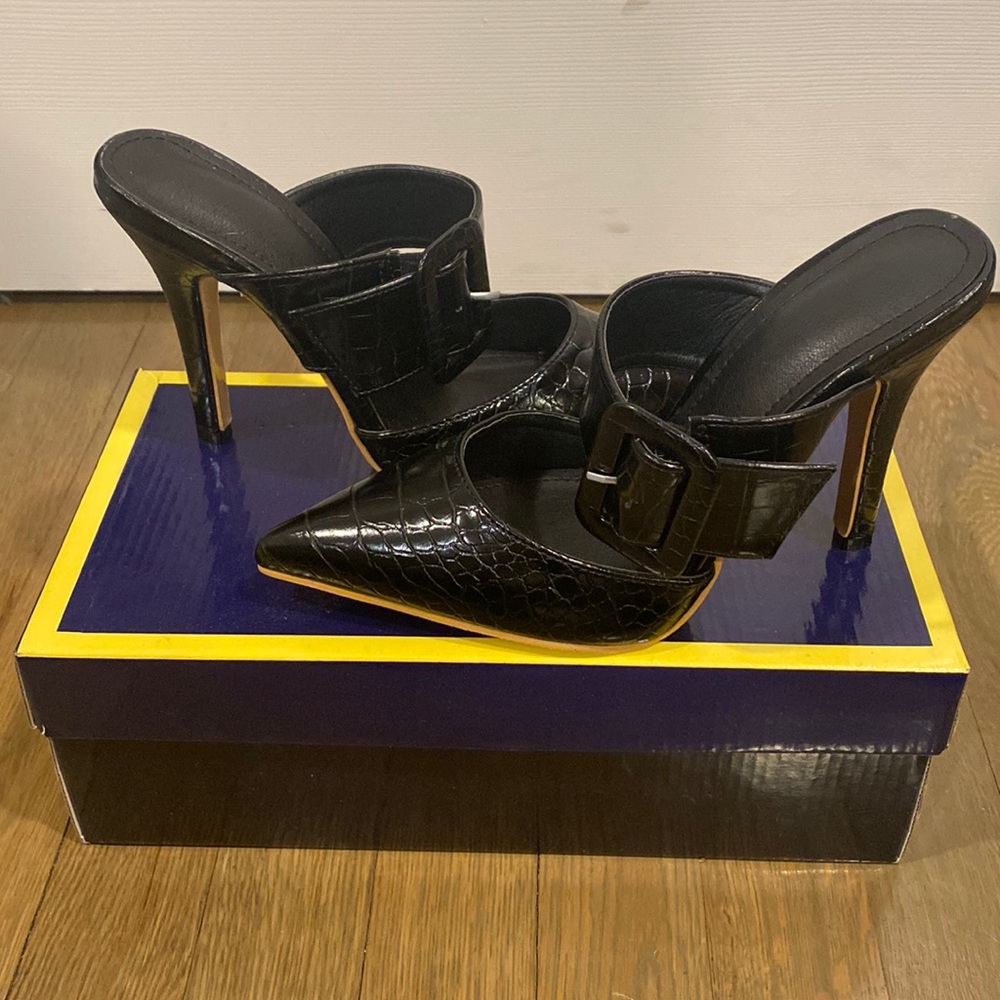 Black Open back heels